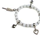 Pulseira Oxalá Branco e Prata Pingentes Cristal e Silicone