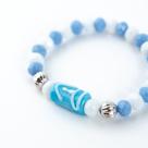 Pulseira Oxóssi Ode Firma Azul Claro e Branco Cristal