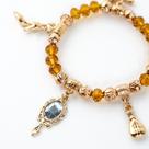 Pulseira Oxum Amarelo Ambar Penduricalhos Cristal