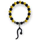 Pulseira Oxumare preta e amarela e prateada com serpente e silicone - 2022 ano de Oxumare