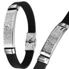 Pulseira Pai Nosso Placa Aço Inox Silicone Prata Masculina presente preta qualidade premium moda masculino ajsutavel