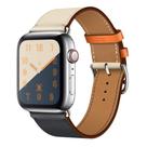 Pulseira para Apple Watch 42mm 44mm Couro genuíno Premium iCarrer Azul e Bege Pulseira para Apple Watch 42mm 44mm Couro genuíno Premium iCarrer Azul e Bege
