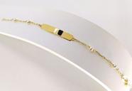 Pulseira para Bebê Ouro 18k 750 Chapinha Com Pérolas 13cm