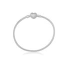 Pulseira Para Berloque Maleável Fecho Coração Cravejado Pandora Prata