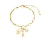 Pulseira Paz com Pingentes de Mão de Fátima e Zircônia Cristal Banhada em Ouro 18K