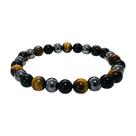 Pulseira Pedra Ágata Preta, Hematita, Olho De Tigre - 8mm
