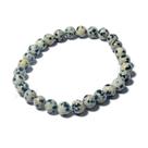 Pulseira Pedra Jaspe Dalmata Bolinha 6mm Fio Silicone