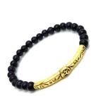 Pulseira Pedra Natural E Desenhos Ajustável Banho De Ouro 18k 4231