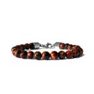 Pulseira Pedra Natural Olho de Boi Fecho Aço Inox Theo