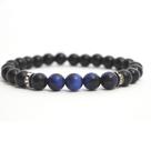 Pulseira Pedra Natural Ônix com Olho de Tigre Azul
