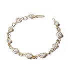 Pulseira Pedra Quartzo Leitoso Na Gaiola Banho Dourado