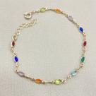 Pulseira Pedras Coloridas Oval Folheada A Ouro