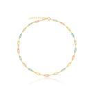 Pulseira Pedras Coloridas Retangulares - Banhado em Ouro 18k