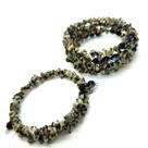 Pulseira Pedras E Contas Mola Ajustável (Kit 2 Unidades) 4793