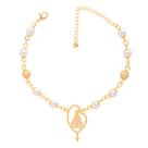 Pulseira Perola Bola Fosca Nossa Senhora Folheado A Ouro
