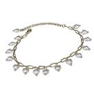 Pulseira Perola De Coração Folheado A Ouro