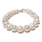 Pulseira Perola Natural Agua Doce Redondo Achatado Fecho Aço