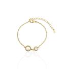 Pulseira Pérolas Envolta Em Aros Texturizados Banho Ouro 18k