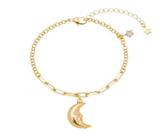 Pulseira Pingente Lua e Estrela Zircônia Cristal Banhado em Ouro 18K Pulseira Pingente Lua e Estrela Zircônia Cristal Banhado em Ouro 18K