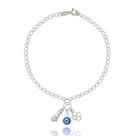Pulseira Pingente Olho Grego Figa Trevo Sorte Prata Lei 925 Pulseira Pingente Olho Grego Figa Trevo Sorte Prata Lei 925