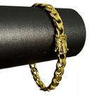 Pulseira Pitbull 10mm Fecho Nossa Senhora Banhado A Ouro 18k