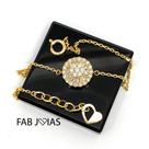 Pulseira Pizza Redondo 11mm Ouro Amarelo 18K Diamante Brilhante Natural K280