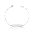 Pulseira Placa Infantil Corrente Veneziana Alongada Prata 925