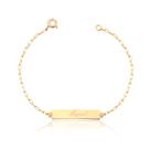 Pulseira Placa Infantil Corrente Veneziana Alongada Prata 925