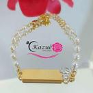 Pulseira placa menina nome perola gravar