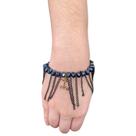 Pulseira Pomba gira grafite com corrente cristal e silicone