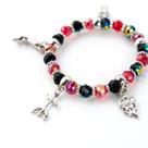 Pulseira Pomba Gira Preta e Vermelha Cristal e Silicone