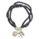 Pulseira Pomba Gira X Exu Grafite Penduricalhos Cristal