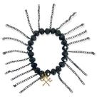 Pulseira Pomba Gira X Exu Preta Corrente Cristal e Silicone