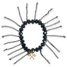 Pulseira Pomba Gira X Exu Preta Corrente Cristal e Silicone