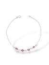 Pulseira Ponto de Luz Zircônia Rosa 18 cm - Prata 925 - Elo Português Pulseira Ponto de Luz Zircônia Rosa 18 cm - Prata 925 - Elo Português
