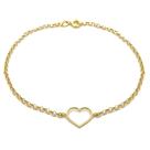 Pulseira Portuguesa Em Ouro 18k com Berloque Pingente Coração Bracelete Elo Português Feminina