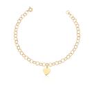 Pulseira Portuguesa Ouro Coração Chapa Com Fecho Bóia 18k Pulseira Portuguesa Ouro Coração Chapa Com Fecho Bóia 18k
