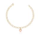 Pulseira Portuguesa Ouro Coração Rosé Com Fecho Bóia 18k Pulseira Portuguesa Ouro Coração Rosé Com Fecho Bóia 18k
