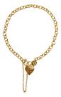 Pulseira Portuguesa Pequena Delicada Fecho Coração Ouro 18k