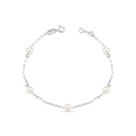 Pulseira Prata 925 Legítima com 5 Pérolas Shell