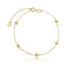 Pulseira Prata 925 Veneziana Longa com Bolinhas 4mm Banhado a Ouro 18K