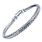 Pulseira Prata Bali Trançada Malha Arredondada Genuína Fecho Gaveta 29354 94U