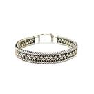 Pulseira Prata Bali Trançada Malha Reta 11mm Genuína Fecho Gaveta 24497