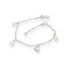 Pulseira Prata Com Luas Estrelas Diamantados