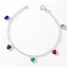 Pulseira Prata Original 925 Corações Zircônias Pedra Coração