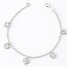 Pulseira Prata Original 925 Corações Zircônias Pedra Coração