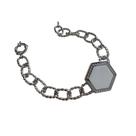 Pulseira Prateada com Enfeite de Madrepérola em Aço Inox