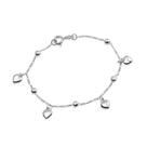 Pulseira Prateada com Pingentes de Coração e Esferas Pulseira Prateada com Pingentes de Coração e Esferas