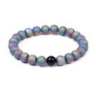 Pulseira Rainbow Gradient Stone com miçanga central preta
