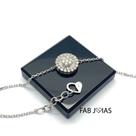 Pulseira Redondo Pizza 11mm Ouro Branco 18K Diamante Brilhante Natural K280